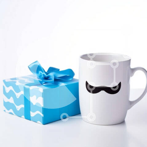 Intra Συλλεκτικό Ξύλινο Παζλ Plywood  4mm - Κούπα καφέ με σχέδιο μουστάκι και κουτιά δώρου Σε Ξύλινο Κουτί - Διαστάσεις: 10x10 cm – 25 κομμάτια - Image 1