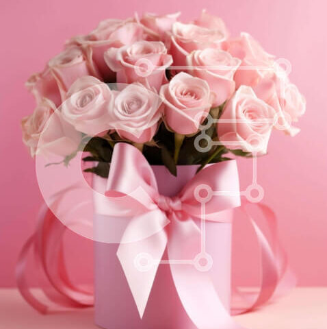 Intra Συλλεκτικό Ξύλινο Παζλ Plywood 4mm - Μπουκέτο με ροζ τριαντάφυλλα σε ροζ βάζο Σε Ξύλινο Κουτί - Διαστάσεις Puzzle: 10x10 cm – 25 κομμάτια - Image 1