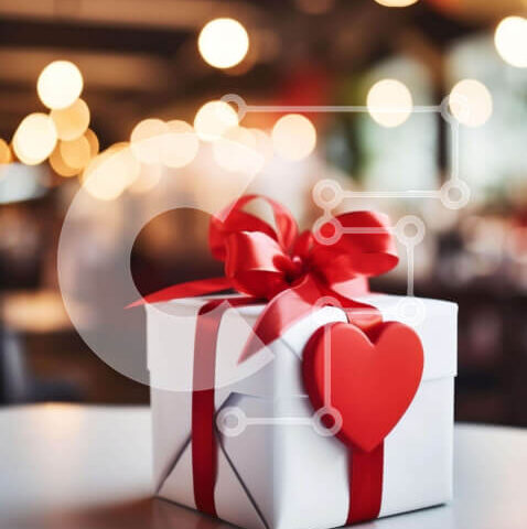 Intra Συλλεκτικό Ξύλινο Παζλ Plywood 4mm - Λευκό κουτί δώρου με κόκκινη καρδιά σε ένα κομψά διακοσμημένο τραπέζι Σε Ξύλινο Κουτί - Διαστάσεις Puzzle: 10x10 cm – 25 κομμάτια - Image 1