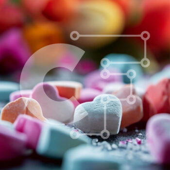 Intra Συλλεκτικό Ξύλινο Παζλ Plywood  4mm - Πολύχρωμα ζαχαρωτά σε σχήμα καρδιάς σε ένα τραπέζι Σε Ξύλινο Κουτί - Διαστάσεις Puzzle: 10x10 cm – 25 κομμάτια - Image 1