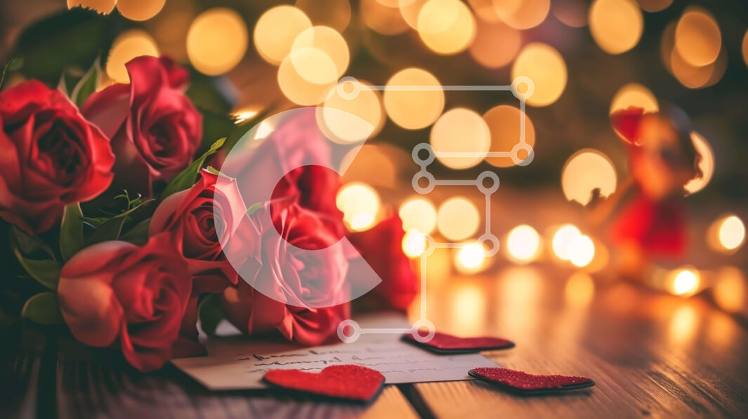 Intra Συλλεκτικό Ξύλινο Παζλ Plywood  4mm - Ρομαντικό τραπέζι του Αγίου Βαλεντίνου με κόκκινα τριαντάφυλλα και κεριά Σε Ξύλινο Κουτί - Διαστάσεις Puzzle: 10x10 cm – 25 κομμάτια