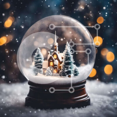Intra Συλλεκτικό Ξύλινο Παζλ Plywood  4mm - Snow Globe με το χριστουγεννιάτικο χωριό μέσα Σε Ξύλινο Κουτί - Διαστάσεις: 10x10 cm – 25 κομμάτια - Image 1
