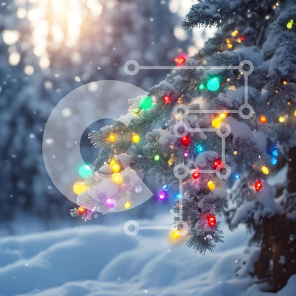 Intra Συλλεκτικό Ξύλινο Παζλ Plywood  4mm - Εορταστικό χιονισμένο δέντρο με πολύχρωμα χριστουγεννιάτικα φώτα Σε Ξύλινο Κουτί - Διαστάσεις: 10x10 cm – 25 κομμάτια