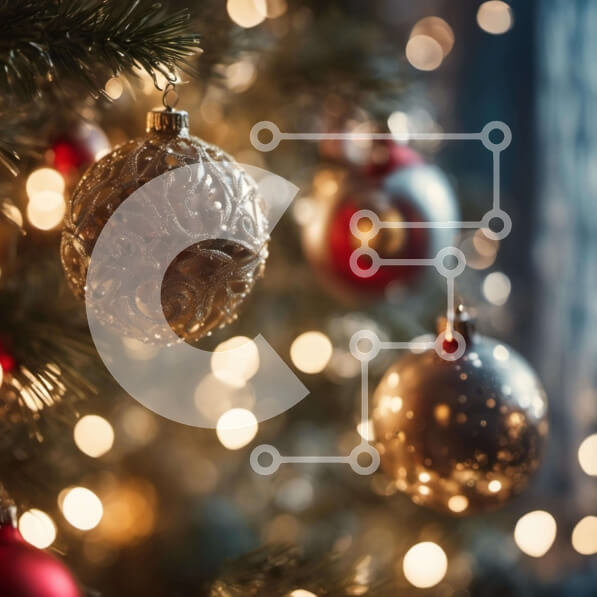 Intra Συλλεκτικό Ξύλινο Παζλ Plywood  4mm - Εορταστικό χριστουγεννιάτικο δέντρο με χρυσά και ασημένια στολίδια Σε Ξύλινο Κουτί - Διαστάσεις: 10x10 cm – 25 κομμάτια