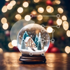 Intra Συλλεκτικό Ξύλινο Παζλ Plywood  4mm - Snow Globe με διακοσμητικό σπίτι και χριστουγεννιάτικα δέντρα Σε Ξύλινο Κουτί - Διαστάσεις: 10x10 cm – 25 κομμάτια