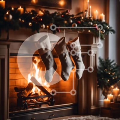 Intra Συλλεκτικό Ξύλινο Παζλ Plywood  4mm - Γιορτινά Χριστουγεννιάτικα Διακοσμητικά σε Μανδύα Τζάκι Σε Ξύλινο Κουτί - Διαστάσεις: 10x10 cm – 25 κομμάτια - Image 1