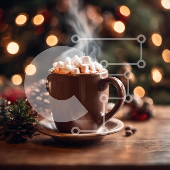 Intra Συλλεκτικό Ξύλινο Παζλ Plywood  4mm - Ζεστό κακάο με Marshmallows και Χριστουγεννιάτικα Φωτάκια Σε Ξύλινο Κουτί - Διαστάσεις: 10x10 cm – 25 κομμάτια