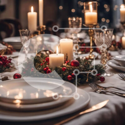 Intra Συλλεκτικό Ξύλινο Παζλ Plywood  4mm - Σετ γιορτινή τραπεζαρία με κεριά και διακοσμητικά Σε Ξύλινο Κουτί - Διαστάσεις: 10x10 cm – 25 κομμάτια - Image 1