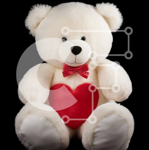 Intra Συλλεκτικό Ξύλινο Παζλ Plywood  4mm - Αρκουδάκι του Αγίου Βαλεντίνου με κόκκινους φιόγκους Σε Ξύλινο Κουτί - Διαστάσεις Puzzle: 10x10 cm – 25 κομμάτια - Image 1