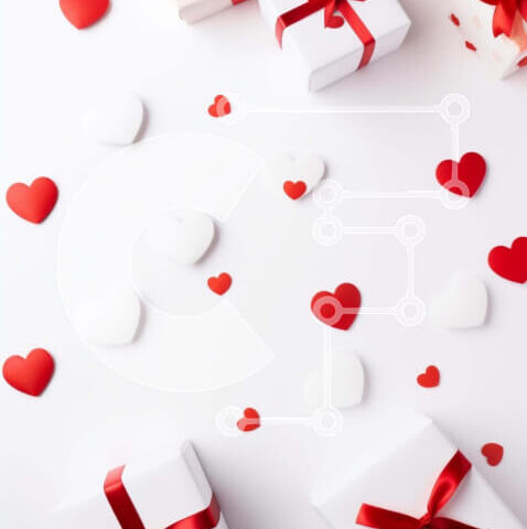 Intra Συλλεκτικό Ξύλινο Παζλ Plywood 4mm - Κουτιά δώρων για την ημέρα του Αγίου Βαλεντίνου σε λευκό φόντο με καρδιές και κομφετί Σε Ξύλινο Κουτί - Διαστάσεις: 10x10 cm – 25 κομμάτια - Image 1