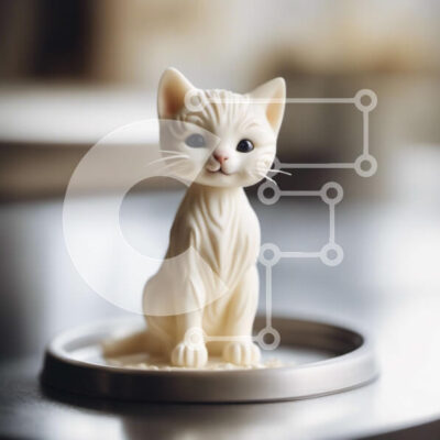 Intra Συλλεκτικό Ξύλινο Παζλ Plywood 4mm - Ειδώλιο λευκής γάτας σε διακοσμητικό δίσκο Σε Ξύλινο Κουτί - Διαστάσεις Puzzle: 10x10 cm – 25 κομμάτια - Image 1