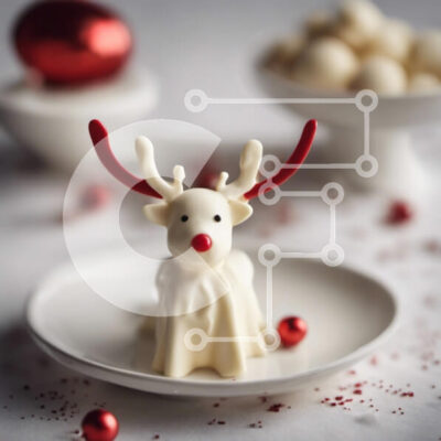 Intra Συλλεκτικό Ξύλινο Παζλ Plywood  4mm - Γιορτινή διακόσμηση με αγαλμάτιο λευκό τάρανδο Σε Ξύλινο Κουτί - Διαστάσεις Puzzle: 10x10 cm – 25 κομμάτια - Image 1