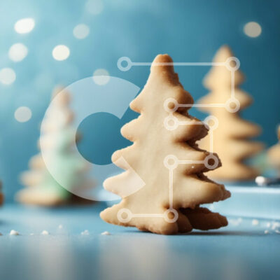 Intra Συλλεκτικό Ξύλινο Παζλ Plywood  4mm - Μπισκότα σε σχήμα χριστουγεννιάτικου δέντρου σε μπλε δίσκο Σε Ξύλινο Κουτί - Διαστάσεις: 10x10 cm – 25 κομμάτια - Image 1