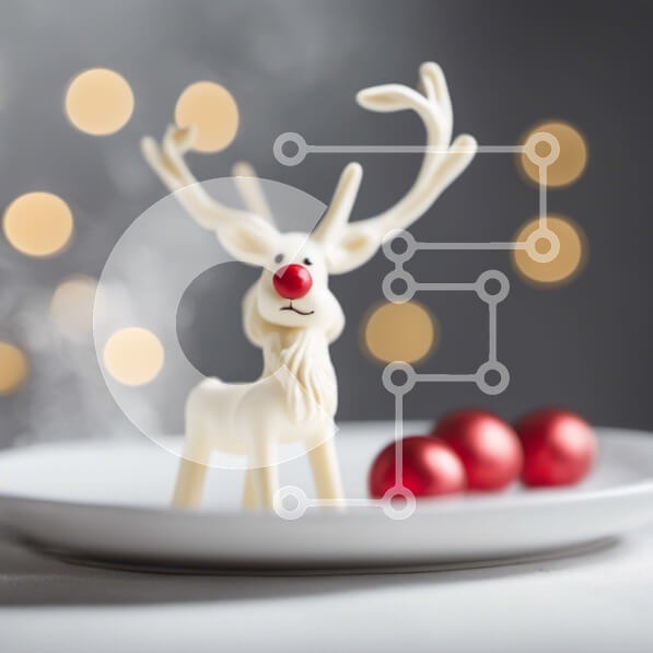 Intra Συλλεκτικό Ξύλινο Παζλ Plywood  4mm - Εορταστικό ειδώλιο ταράνδου και Χριστουγεννιάτικες διακοσμήσεις Σε Ξύλινο Κουτί - Διαστάσεις: 10x10 cm – 25 κομμάτια