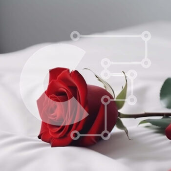 Intra Συλλεκτικό Ξύλινο Παζλ Plywood  4mm - Ρομαντικό κόκκινο τριαντάφυλλο σε λευκά σεντόνια Σε Ξύλινο Κουτί - Διαστάσεις Puzzle: 10x10 cm – 25 κομμάτια - Image 1