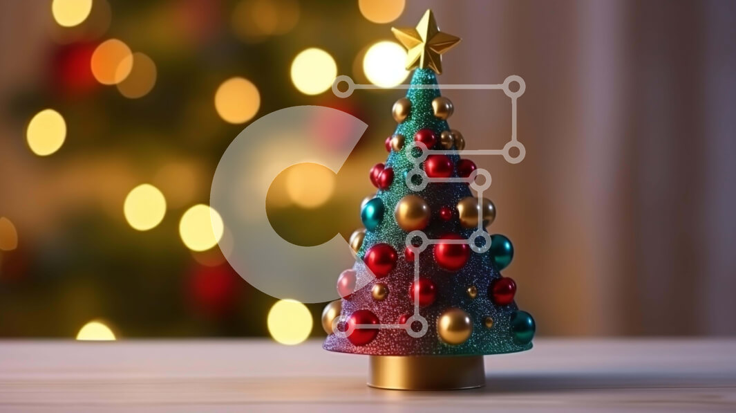 Intra Συλλεκτικό Ξύλινο Παζλ Plywood  4mm - Εορταστικά στολίδια χριστουγεννιάτικων δέντρων σε ξύλινο τραπέζι Σε Ξύλινο Κουτί - Διαστάσεις: 10x10 cm – 25 κομμάτια