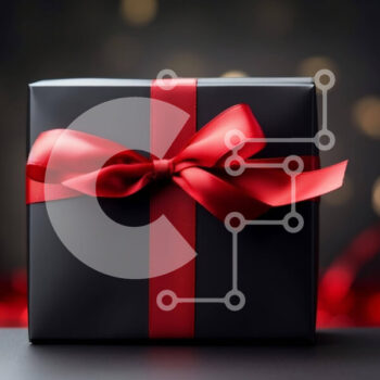 Intra Συλλεκτικό Ξύλινο Παζλ Plywood  4mm - Μαύρο κουτί δώρου με κόκκινη κορδέλα σε φωτισμένο φόντο Σε Ξύλινο Κουτί - Διαστάσεις Puzzle: 10x10 cm – 25 κομμάτια - Image 1