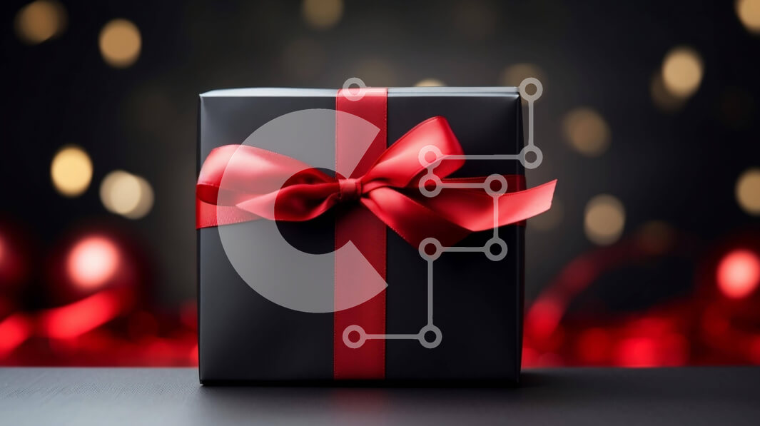 Intra Συλλεκτικό Ξύλινο Παζλ Plywood  4mm - Μαύρο κουτί δώρου με κόκκινη κορδέλα σε φωτισμένο φόντο Σε Ξύλινο Κουτί - Διαστάσεις Puzzle: 10x10 cm – 25 κομμάτια