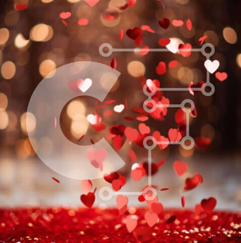 Intra Συλλεκτικό Ξύλινο Παζλ Plywood  4mm - Ρομαντικές κόκκινες καρδιές που πέφτουν από τον ουρανό Σε Ξύλινο Κουτί - Διαστάσεις Puzzle: 10x10 cm – 25 κομμάτια - Image 1