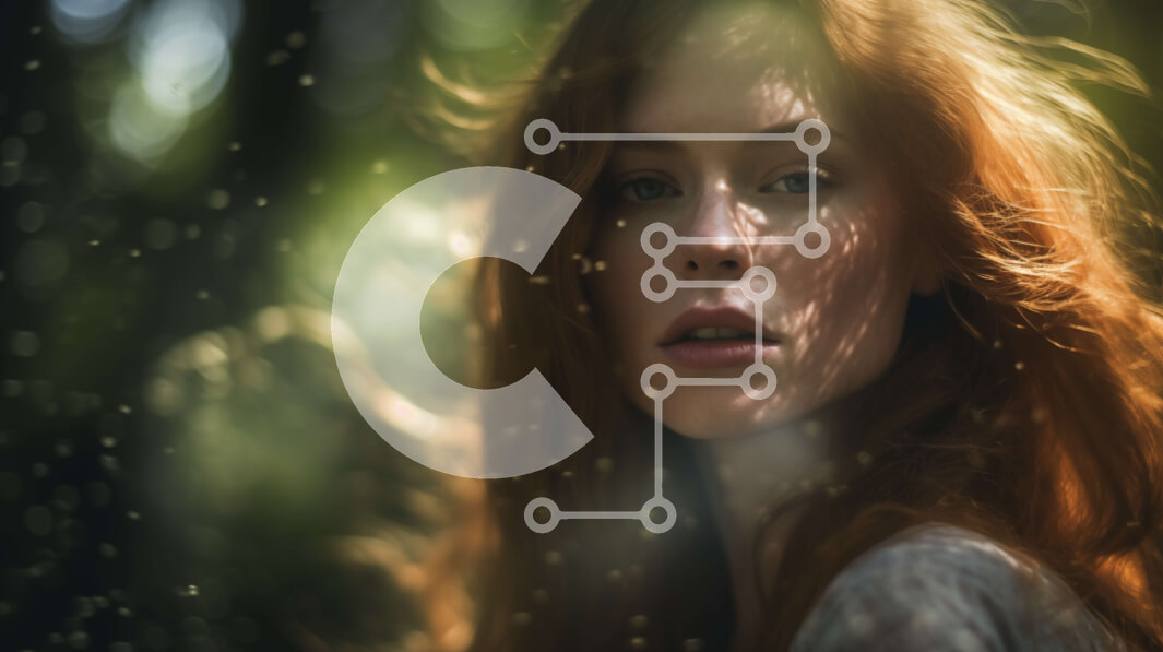 Intra Συλλεκτικό Ξύλινο Παζλ Plywood  4mm - Κοκκινομάλλα γυναίκα που στέκεται στο δάσος με το φως του ήλιου Σε Ξύλινο Κουτί - Διαστάσεις: 10x10 cm – 25 κομμάτια