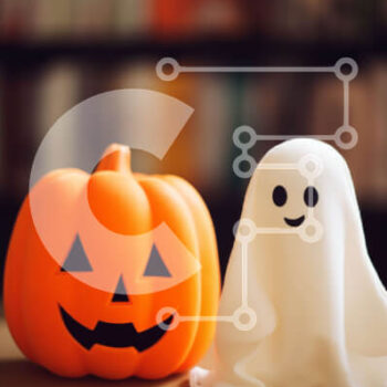 Intra Συλλεκτικό Ξύλινο Παζλ Plywood  4mm - Διακοσμήσεις αποκριών - ειδώλιο φαντασμάτων και κολοκύθα σε ένα τραπέζι Σε Ξύλινο Κουτί - Διαστάσεις Puzzle: 10x10 cm – 25 κομμάτια - Image 1