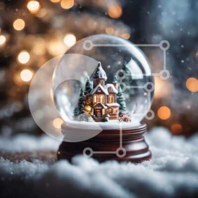 Intra Συλλεκτικό Ξύλινο Παζλ Plywood  4mm - Snow Globe με διακοσμητικό σπίτι για διακόσμηση διακοπών Σε Ξύλινο Κουτί - Διαστάσεις: 10x10 cm – 25 κομμάτια - Image 1