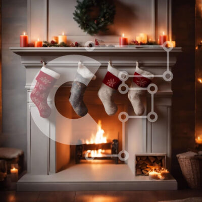 Intra Συλλεκτικό Ξύλινο Παζλ Plywood 4mm - Τζάκι διακοπών με κάλτσες και διακοσμητικά Σε Ξύλινο Κουτί - Διαστάσεις: 10x10 cm – 25 κομμάτια - Image 1