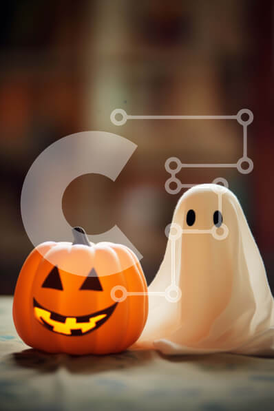 Intra Συλλεκτικό Ξύλινο Παζλ Plywood  4mm - Διακόσμηση φάντασμα και κολοκύθας για το Halloween Σε Ξύλινο Κουτί - Διαστάσεις Puzzle: 10x10 cm – 25 κομμάτια