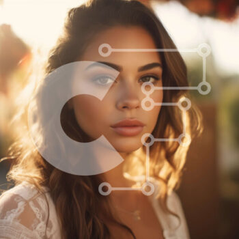 Intra Συλλεκτικό Ξύλινο Παζλ Plywood  4mm - Όμορφη νεαρή γυναίκα σε εξωτερικούς χώρους με μακριά καστανά μαλλιά και μπλε μάτια Σε Ξύλινο Κουτί - Διαστάσεις Puzzle: 10x10 cm – 25 κομμάτια - Image 1