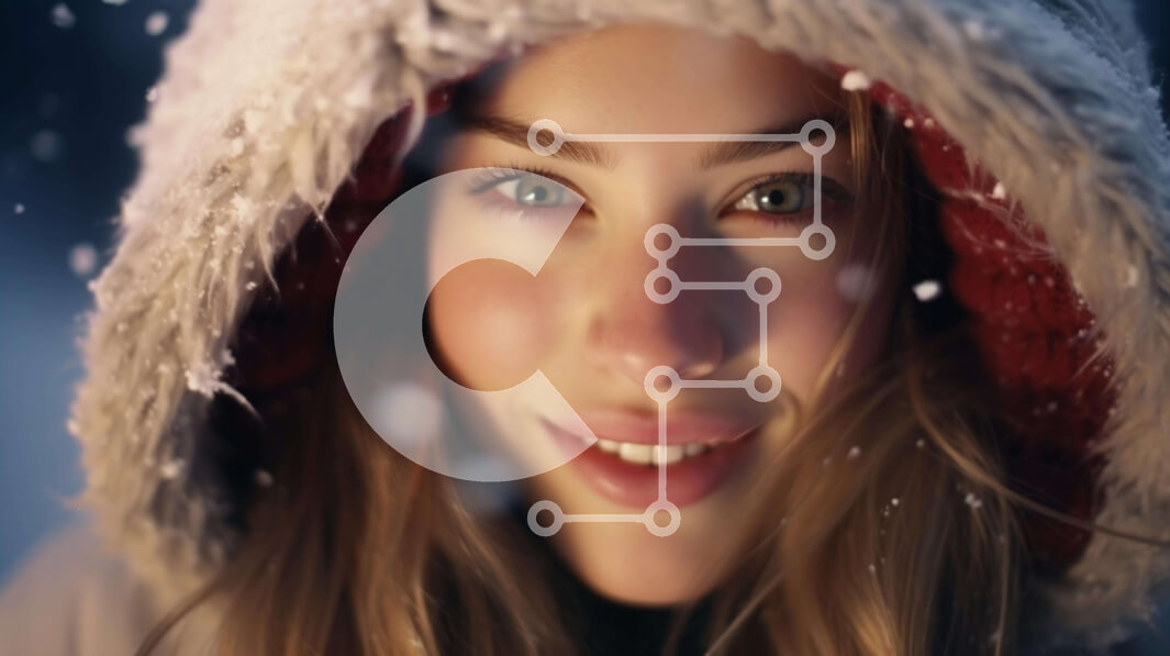 Intra Συλλεκτικό Ξύλινο Παζλ Plywood  4mm - Χαμογελαστή γυναίκα στο χιόνι Σε Ξύλινο Κουτί - Διαστάσεις Puzzle: 10x10 cm – 25 κομμάτια