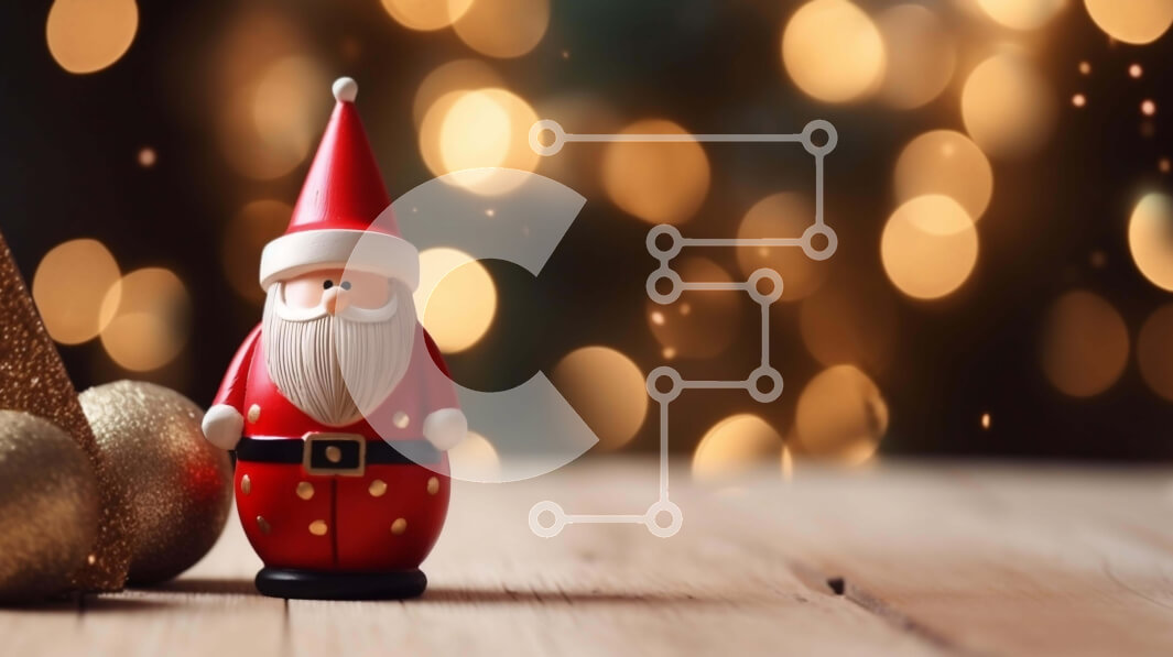 Intra Συλλεκτικό Ξύλινο Παζλ Plywood  4mm - Κόκκινο ειδώλιο Άγιου Βασίλη με χρυσά στολίδια και φόντο Bokeh Σε Ξύλινο Κουτί - Διαστάσεις: 10x10 cm – 25 κομμάτια