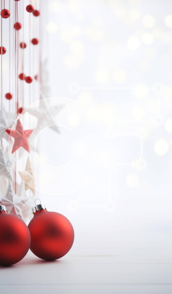 Intra Συλλεκτικό Ξύλινο Παζλ Plywood  4mm - Κόκκινα και λευκά διακοσμητικά στολίδια σε λευκό φόντο Σε Ξύλινο Κουτί - Διαστάσεις: 10x10 cm – 25 κομμάτια