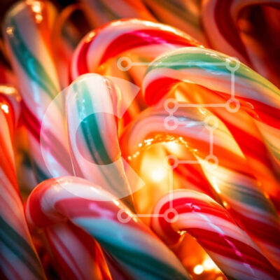 Intra Συλλεκτικό Ξύλινο Παζλ Plywood  4mm - Κοντινό πλάνο πολύχρωμα καλάμια καραμελών Σε Ξύλινο Κουτί - Διαστάσεις Puzzle: 10x10 cm – 25 κομμάτια - Image 1