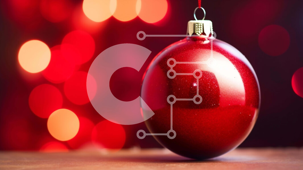 Intra Συλλεκτικό Ξύλινο Παζλ Plywood  4mm - Κόκκινη χριστουγεννιάτικη μπάλα κρεμαστή με φώτα Bokeh Σε Ξύλινο Κουτί - Διαστάσεις: 10x10 cm – 25 κομμάτια