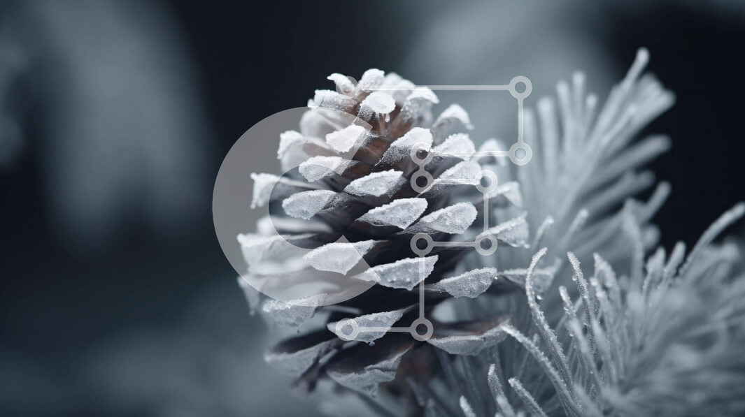 Intra Συλλεκτικό Ξύλινο Παζλ Plywood  4mm - Χειμερινός κουκουνάρι καλυμμένος από παγετό και χιόνι Σε Ξύλινο Κουτί - Διαστάσεις: 10x10 cm – 25 κομμάτια