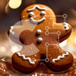 Intra Συλλεκτικό Ξύλινο Παζλ Plywood  4mm – Gingerbread Man με Glittery Διακοσμήσεις Σε Ξύλινο Κουτί – Διαστάσεις: 10×10 cm – 25 κομμάτια