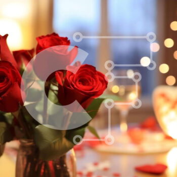 Intra Συλλεκτικό Ξύλινο Παζλ Plywood  4mm - Τραπέζι του Αγίου Βαλεντίνου με κόκκινα τριαντάφυλλα και κεριά Σε Ξύλινο Κουτί - Διαστάσεις Puzzle: 10x10 cm – 25 κομμάτια - Image 1