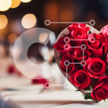 Intra Συλλεκτικό Ξύλινο Παζλ Plywood  4mm - Σύνθεση σε σχήμα καρδιάς από κόκκινα τριαντάφυλλα σε μια όμορφα διακοσμημένη τραπεζαρία Σε Ξύλινο Κουτί - Διαστάσεις Puzzle: 10x10 cm – 25 κομμάτια - Image 1