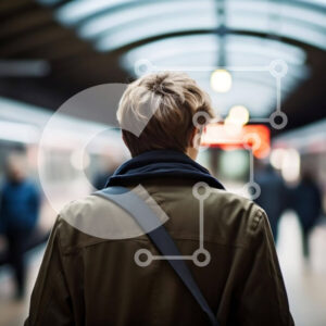 Intra Συλλεκτικό Ξύλινο Παζλ Plywood  4mm - Άνθρωπος που περιμένει στο σταθμό του μετρό Σε Ξύλινο Κουτί - Διαστάσεις Puzzle: 10x10 cm – 25 κομμάτια