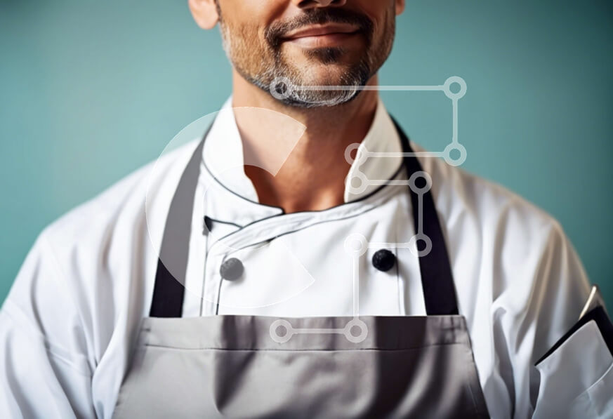 Intra Συλλεκτικό Ξύλινο Παζλ Plywood  4mm - Ευτυχισμένος άντρας σεφ με καπέλο και μπουφάν σεφ Σε Ξύλινο Κουτί - Διαστάσεις Puzzle: 10x10 cm – 25 κομμάτια