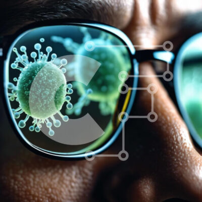 Intra Συλλεκτικό Ξύλινο Παζλ Plywood 4mm - Άτομο που φορά γυαλιά με πράσινα κύτταρα στους φακούς Σε Ξύλινο Κουτί - Διαστάσεις Puzzle: 10x10 cm – 25 κομμάτια - Image 1