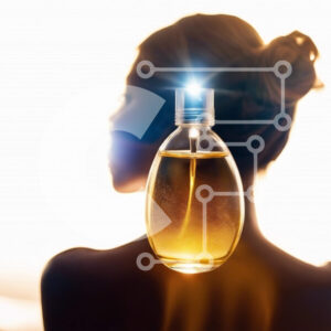 Intra Συλλεκτικό Ξύλινο Παζλ Plywood  4mm - Γυναίκα με ανοιχτό μπουκάλι αρώματος Σε Ξύλινο Κουτί - Διαστάσεις Puzzle: 10x10 cm – 25 κομμάτια