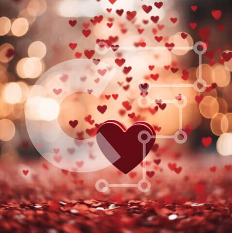 Intra Συλλεκτικό Ξύλινο Παζλ Plywood  4mm - Ρομαντική κόκκινη καρδιά στον αέρα με καρδιές που πέφτουν Σε Ξύλινο Κουτί - Διαστάσεις Puzzle: 10x10 cm – 25 κομμάτια - Image 1