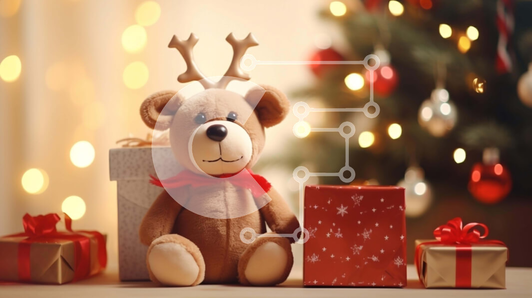 Intra Συλλεκτικό Ξύλινο Παζλ Plywood  4mm - Γιορτινά αρκουδάκι και κουτιά δώρων τα Χριστούγεννα Σε Ξύλινο Κουτί - Διαστάσεις: 10x10 cm – 25 κομμάτια