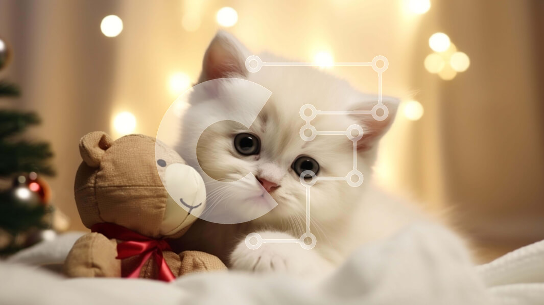 Intra Συλλεκτικό Ξύλινο Παζλ Plywood  4mm - Λευκό γατάκι με διακοσμητικό αρκουδάκι Σε Ξύλινο Κουτί - Διαστάσεις: 10x10 cm – 25 κομμάτια