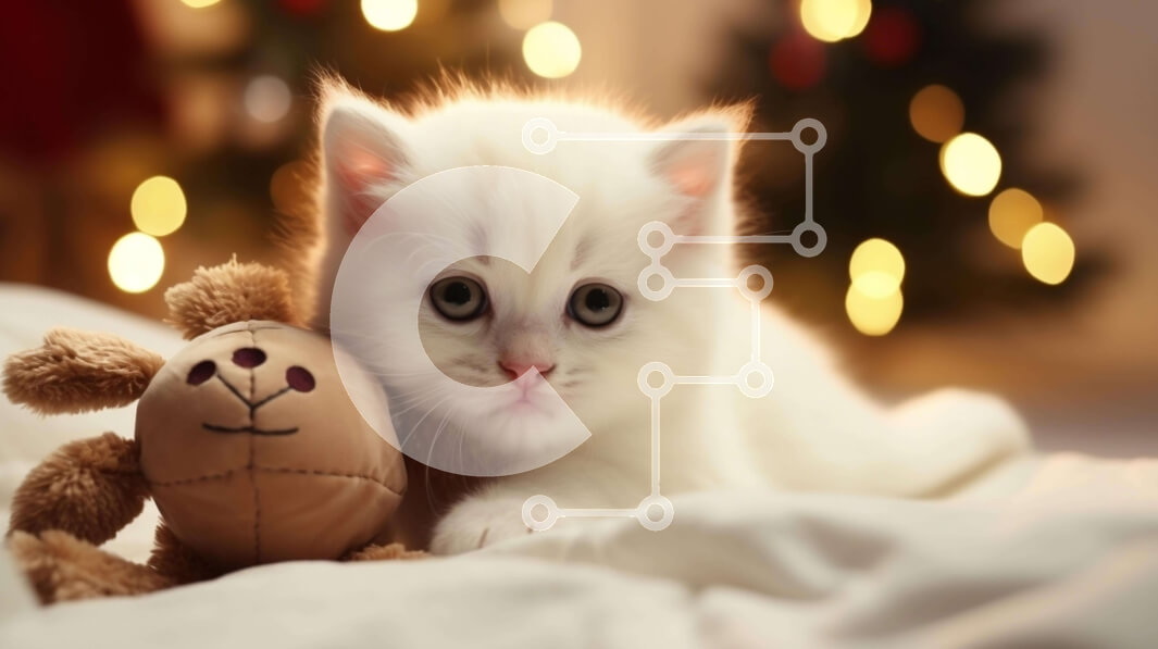 Intra Συλλεκτικό Ξύλινο Παζλ Plywood  4mm - Λευκό γατάκι που παίζει με το αρκουδάκι Σε Ξύλινο Κουτί - Διαστάσεις: 10x10 cm – 25 κομμάτια