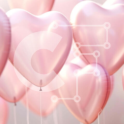 Intra Συλλεκτικό Ξύλινο Παζλ Plywood  4mm - Ροζ μπαλόνια σε σχήμα καρδιάς που επιπλέουν στον αέρα Σε Ξύλινο Κουτί - Διαστάσεις: 10x10 cm – 25 κομμάτια - Image 1