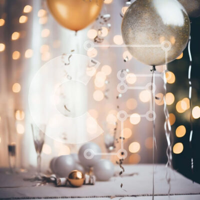 Intra Συλλεκτικό Ξύλινο Παζλ Plywood  4mm - Εορταστική γιορτή με μπαλόνια και φωτάκια Σε Ξύλινο Κουτί - Διαστάσεις: 10x10 cm – 25 κομμάτια - Image 1