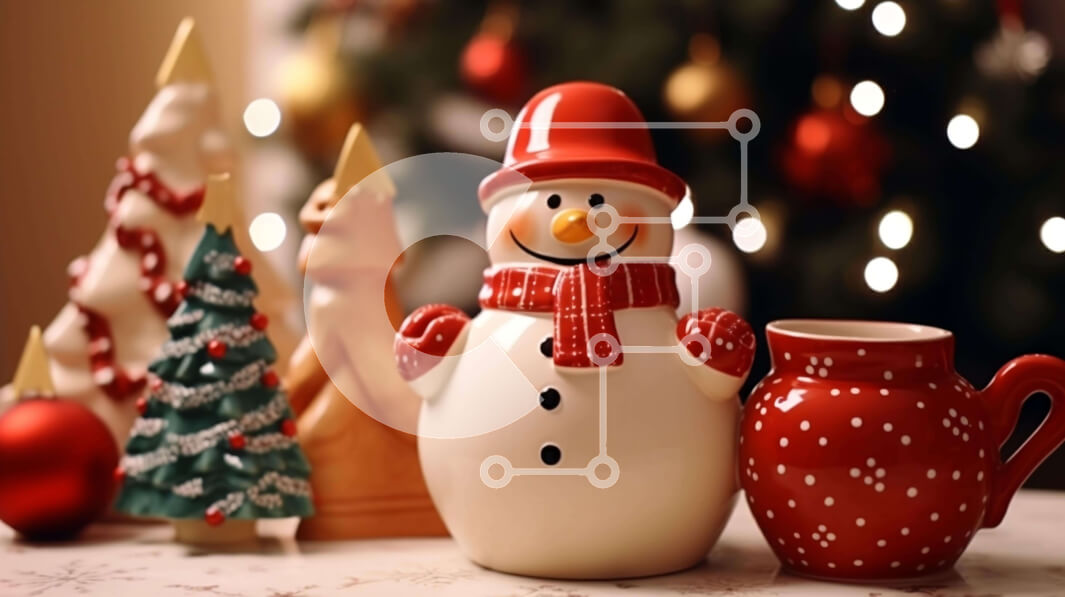 Intra Συλλεκτικό Ξύλινο Παζλ Plywood  4mm - Εορταστικές Χριστουγεννιάτικες διακοσμήσεις με ειδώλιο χιονάνθρωπου Σε Ξύλινο Κουτί - Διαστάσεις Puzzle: 10x10 cm – 25 κομμάτια