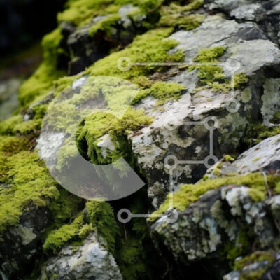 Intra Συλλεκτικό Ξύλινο Παζλ Plywood 4mm - Πράσινος βράχος που καλύπτεται από λειχήνες στη φύση Σε Ξύλινο Κουτί - Διαστάσεις: 10x10 cm – 25 κομμάτια - Image 1